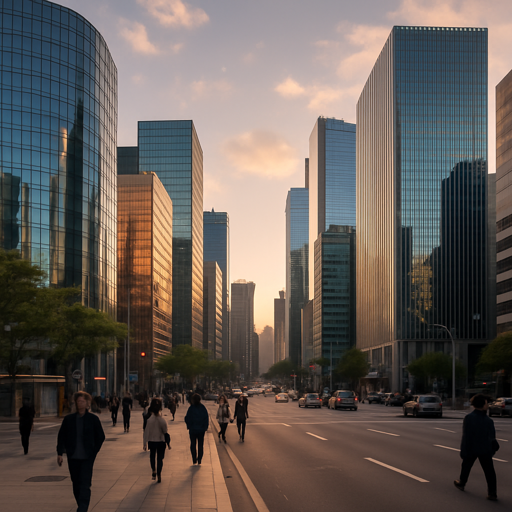 Modern Seoul office district skyline