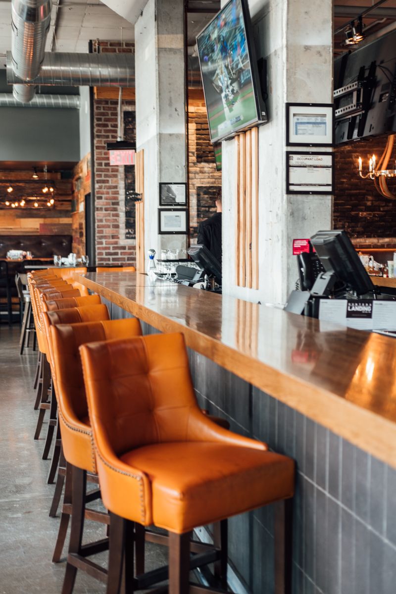 Single-seat bar counter seating in a restaurant