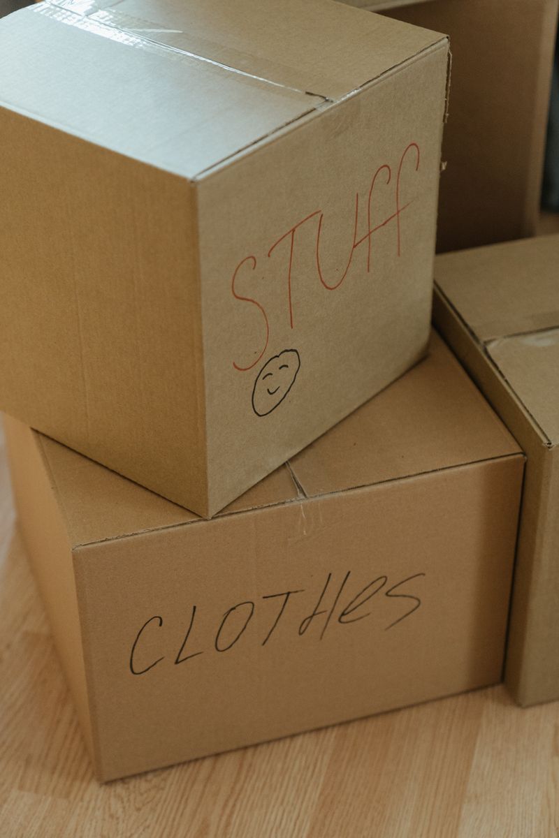 Cardboard boxes packed for an international move to Korea