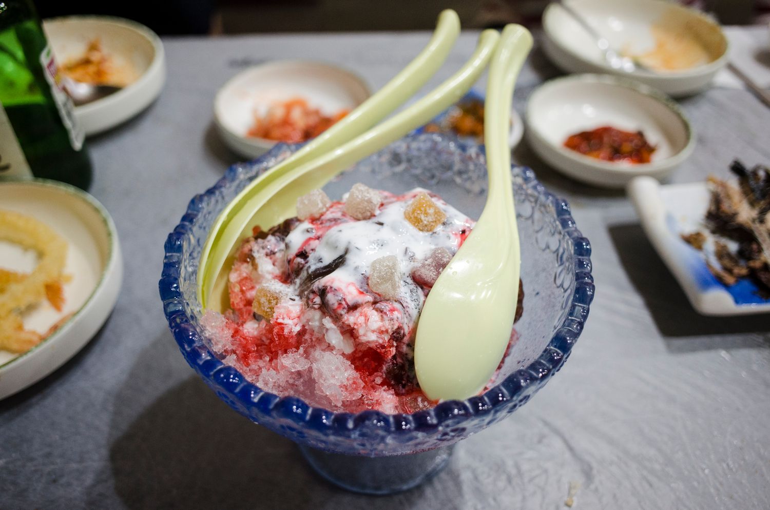 Korean bingsu shaved ice dessert at a cafe