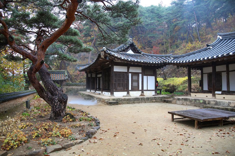 안동 하회마을 전통 기와지붕과 골목길 풍경