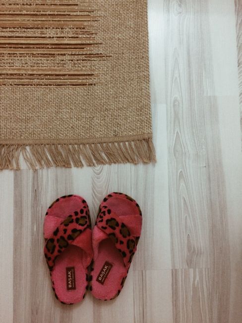 Soft indoor slippers waiting on a floor