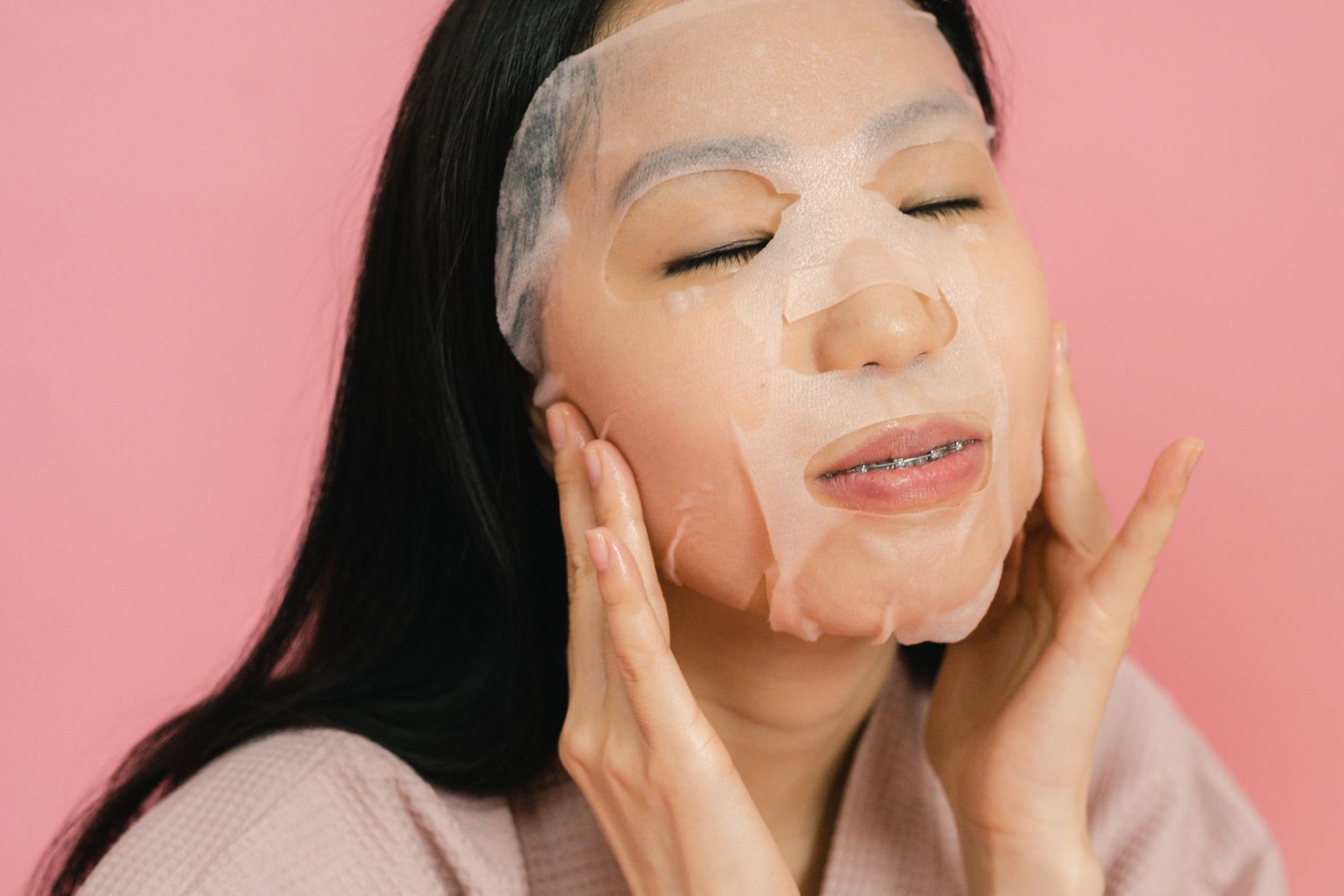 Sheet mask skincare routine application